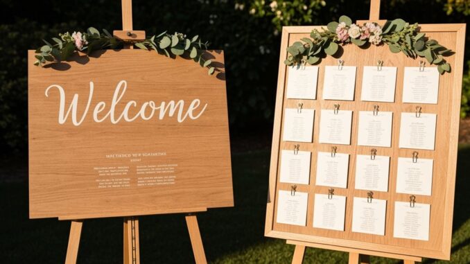 Willkommensschild und Sitzplan